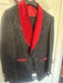Men’s Black Paisley 2 Piece Suit with Red Shawl Lapel, Formal Wedding Prom Party Suit Set