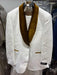 Men’s White Paisley 3 Piece With Vest Prom Tuxedo with Gold Velvet Shawl Lapel, Formal Wedding Suit Set