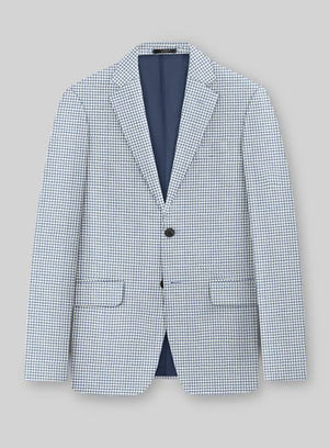 Men’s Light Blue Checkered Sport Coat – Two-Button Wedding, Business and Smart Casual Blazer