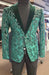Men’s Emerald Green Paisley Tuxedo Dinner Jacket with Black Lapel, Formal Prom Wedding Party Blazer