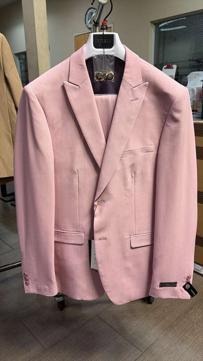 Vitali Brand Men’s Light Pink Formal Suit - Blush Color Modern Fit