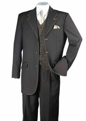 Men’s Dark choclate Brown Three Buttons 3 Piece Suit – Classic Brown 3PC Wedding, Church and Business Formal Suit for Men