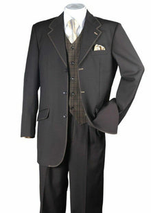 Men’s Dark choclate Brown Three Buttons 3 Piece Suit – Classic Brown 3PC Wedding, Church and Business Formal Suit for Men