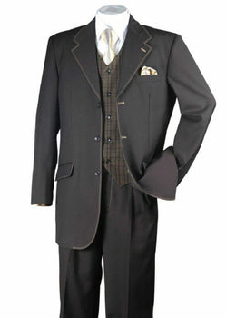 Men’s Dark choclate Brown Three Buttons 3 Piece Suit – Classic Brown 3PC Wedding, Church and Business Formal Suit for Men