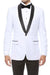 Men’s White Cowboy Blazer with Black Satin Lapel – Western Formal Tuxedo Style Jacket