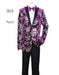 Men's Pinkish ~ Purple Paisley Tuxedo Jacket with Black Satin Lapel – Formal Prom and Wedding Blazer in Meganta Color