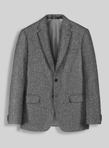 Men’s Grey Herringbone Winter Cowboy Blazer – Western Sport Coat Jacket