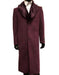 Men’s Burgundy Three Quarter Coat with Faux Fur Collar Overcoat – Luxury Winter Outerwear Three Quarter Carcoat Topcoat