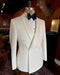 Men’s Ivory Wool Dinner Jacket – Classic Double Breasted Formal Tuxedo Jacket for Wedding and Black Tie Events