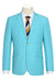 Men’s Aqua Blue 2 Piece 2 Button Suit, Formal Dress Suit for Weddings, Prom, Parties, Summer Events, Turquoise Light blue