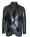 Men’s Navy Sequin Blazer – Navy Blue Sparkle Sequin Formal Blazer with Satin Lapel for Prom, Party and Evening Events