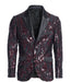 Men’s Black and Burgundy Sequin Blazer – Black Sparkle Sequin Party Blazer with Burgundy Pattern for Prom, Wedding Slim Fitted