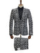 Men’s Black and Silver Sequin Tuxedo – Slim Fit 2-Piece Party and Wedding Suit with Sparkling Design- Black and White Color