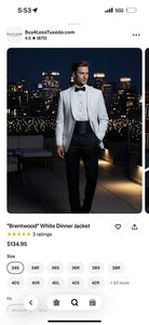 Men's White Dinner Jacket Tuxedo Blazer with Black Satin Shawl Lapel  With Black Tuxedo Pants - Image 11