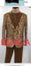 Men's Light Brown & Gold Baroque Embroidered Blazer Jacket | Tuxedo Dinner Jacket