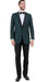 Men’s Green Tuxedo Suit – Slim Fit Jacket with Black Satin Shawl Lapel and Black Pants in Hunter Green