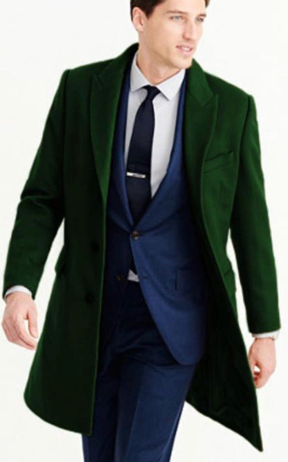 Mens Dark Green Wool Overcoat – Classic Long Coat for Formal and Casual Style - Image 6