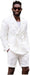 Men’s White Summer Suit with Shorts, 2 Piece Linen Style Wedding Beach Short Suit Set double breasted style