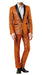 Mens Orange Sequin Tuxedo Suit – Shiny Wedding Suit Set with Black Lapel for Prom, Party, Gala and Formal Evening Wear - Goldish Orange