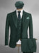 Men’s Hunter Green Pinstripe 3-Piece Suit – Vintage Wedding, Prom and Formal Suit with Matching Vest
