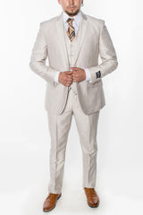 Men’s Sand champaign  Western Cowboy 3-Piece Suit – Light Cream Wedding Suit with Vest & Pants Slim Fitted