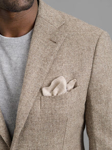 Men’s Light Beige Herringbone Tweed Suit with Vest – Classic Three Piece Formal Suit, Vintage Business Wedding Outfit, Elegant Smart Casual Wear