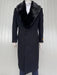 Men’s Black Long Overcoat with Faux Fur Collar, Full Length Winter Topcoat for Formal and Business Wear