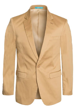 Men’s Tan Camel British Khaki Western Blazer – Two Button Classic Casual Sport Coat - Ranch Country Coat