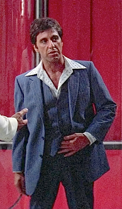 Tony Montana’s Blue Pinstripe 3 Piece Suit – Men’s Vintage Blue Striped Suit for Wedding, Prom and Classic Formal Wear