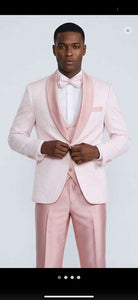 Men's Light Pink 3 Piece Tuxedo Suit Set | Shawl Lapel Formal Wedding Prom Dinner Suit in Rose Gold Color - Image 11