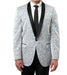 Men’s Silver and Black Floral Blazer – Elegant Formal Tuxedo Style Blazer Jacket for Wedding, Party, Prom and Evening Wear
