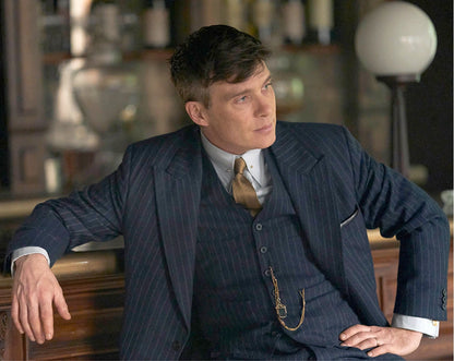 Men’s Navy Blue Pinstripe 3 Piece Suit, Thomas Shelby Inspired Vintage Formal Suit for Weddings, Parties, Prom, and Special Events Modern Fit