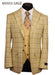 Vitali Men’s Sage Beige Tan Plaid 3 Piece Suit, Check Pattern Formal Dress Suit for Weddings, Prom, Business Events, Modern Fit Light Yellow Color