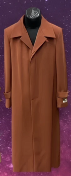 Men’s Full-Length Cognac Overcoat – Premium Wool-Blend Long Dress Coat for Winter and Formal Wear in Rust Brick Color