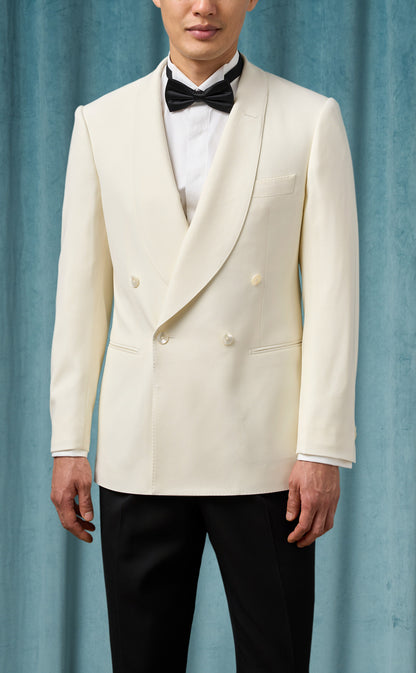 Men’s Ivory Double-Breasted Shawl Lapel Tuxedo Jacket | Premium Formal Dinner Jacket for Weddings and Black-Tie Events