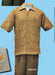 Mens Mocha Brown Short Sleeve Knit Walking Suit – Two-Piece Casual Button Down Set in Taupe Coffee Color