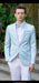 Mens Light Blue Paisley Tuxedo Jacket with Matching Bow Tie – Slim Fit Blazer for Weddings, Prom, and Formal Events