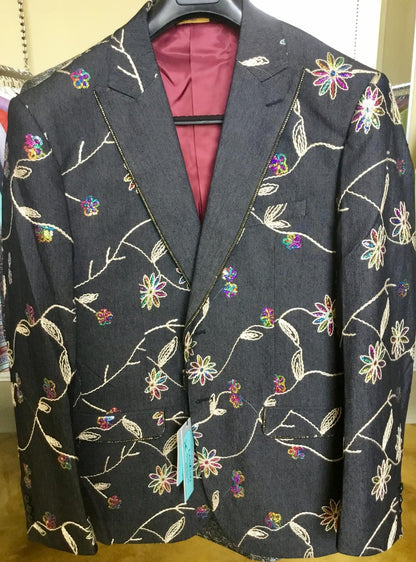 Luxury Black Floral Embroidered Blazer for Men – Designer Party and Wedding Wear Jacket - Image 9