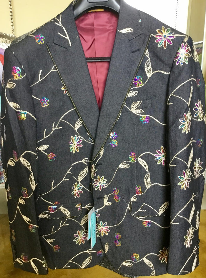 Luxury Black Floral Embroidered Blazer for Men – Designer Party and Wedding Wear Jacket - Image 9