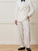 Men’s Ivory Double-Breasted Tuxedo – Gold Button Wedding, Prom and Formal Suit