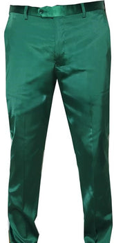Mens Emerald Green Satin Slim Fit Dress Pants – Shiny Formal Party and Wedding Trousers - Image 5