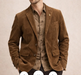 Men’s Brown Corduroy Country Blazer – Two-Button Western Sport Coat for Casual