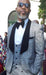 Men's Black and White Plaid Tuxedo – 3 Piece Suit with Black Velvet Shawl Lapel - Gray Glein Tartan Pattern Wedding Suit
