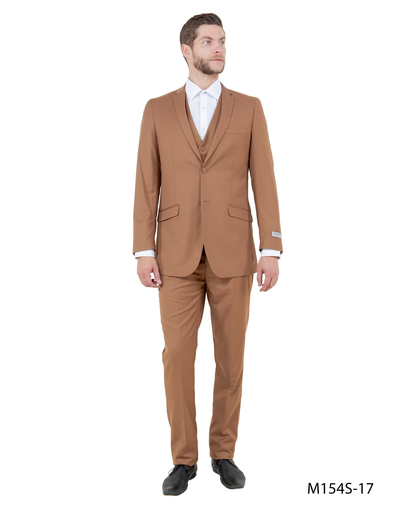 Mens Camel Brown Copper Western 3 Piece Suit – Classic Country Style Blazer Vest Pants Set, Formal Cowboy Suit Outfit