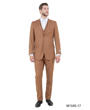 Mens Camel Brown Copper Western 3 Piece Suit – Classic Country Style Blazer Vest Pants Set, Formal Cowboy Suit Outfit