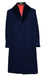 Men’s Dark Navy Blue Long Overcoat with Faux Fur Collar, Classic Winter Dress Coat for Formal