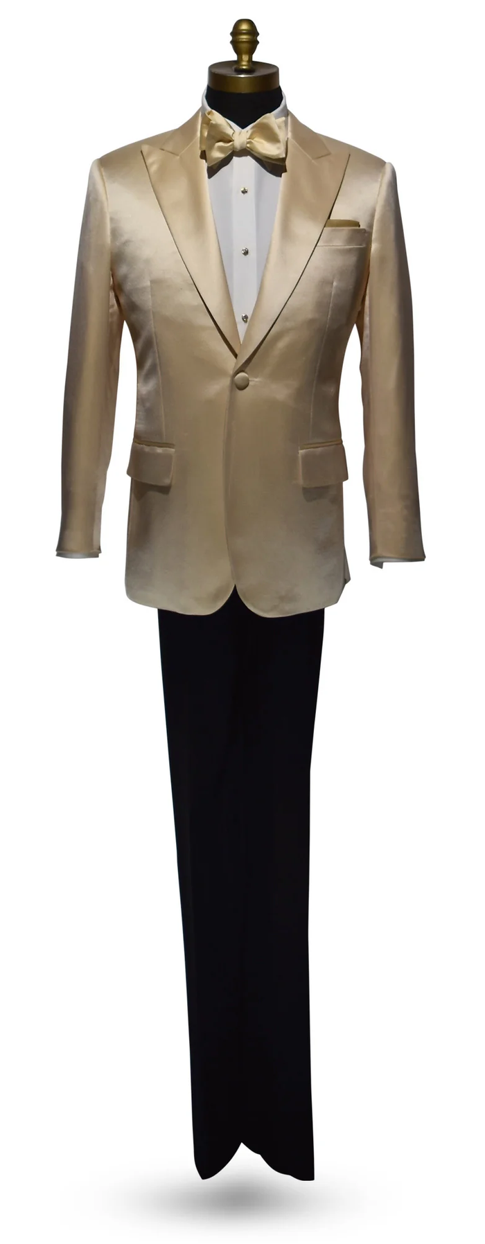 Men’s Champagne Tuxedo Dinner Jacket – Satin Finish Formal Wedding Prom Blazer and Bowtie included