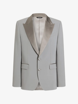Men’s Silver Dinner Jacket – Satin Peak Lapel Tuxedo Blazer for Weddings, Prom & Formal Events in color silver grey