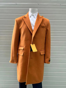 Men’s Orange - Rust Wool Blend Long Overcoat – Topcoat Carcoat Topcoat