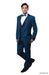 Men’s Teal Blue Tuxedo – 3-Piece Formal Suit with Satin Shawl Lapel, Vest, and Pants in Saphire Cobalt Blue Color